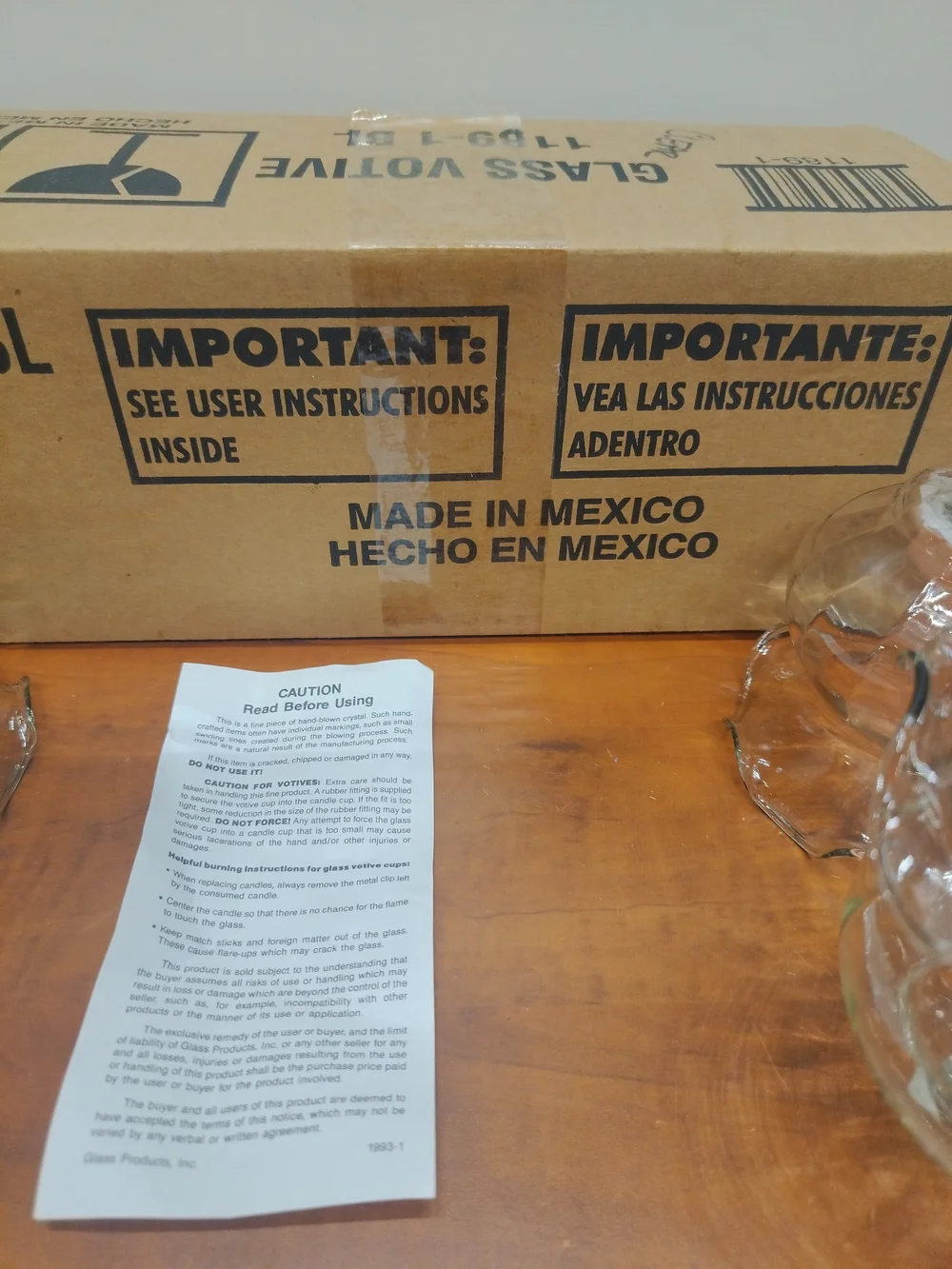 Clear Glass Tulip Votive Candle Holders With Ruffle Edges Set of4 Made in Mexico